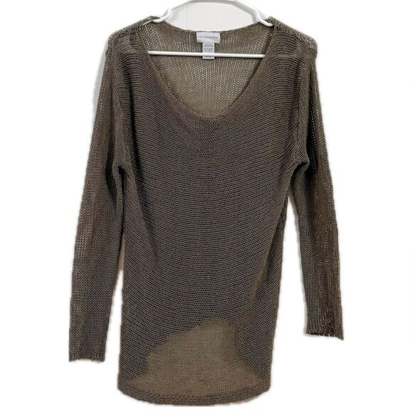 Soft Surroundings Brown V-Neck Sweater with Long Sleeves and Relaxed Fit - Picture 1 of 4